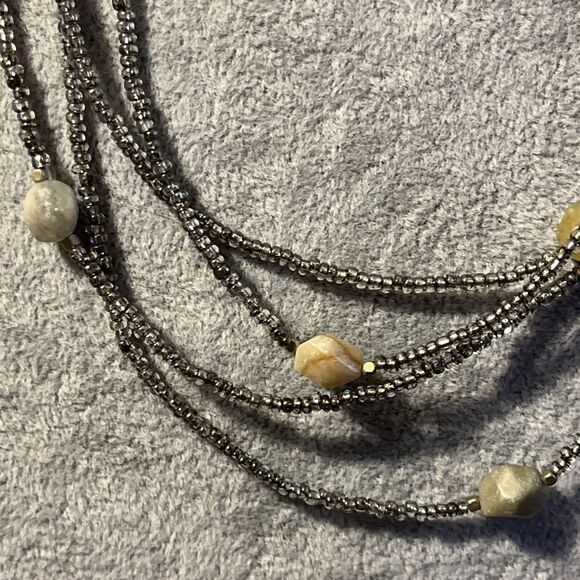 Coldwater Creek 4 Strand Seed Bead & Natural Stone Necklace Citrine Quartz Agate - Picture 5 of 10